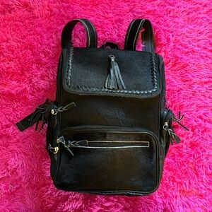 Black cowhide backpack